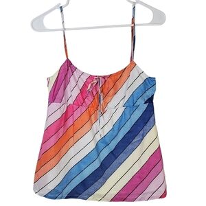 2282 * Roxy Babydoll Cami Top Tank Top Pink Orange Blue Size S